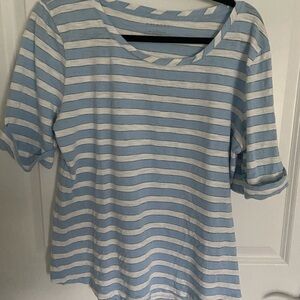 Talbots Light Blue and White Striped Tee